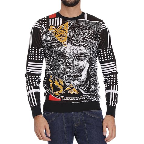 versace men's black hoodie|Versace jumper men's sale.